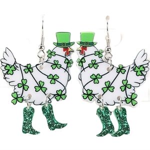 St. Patrick's Day Chicken Earrings